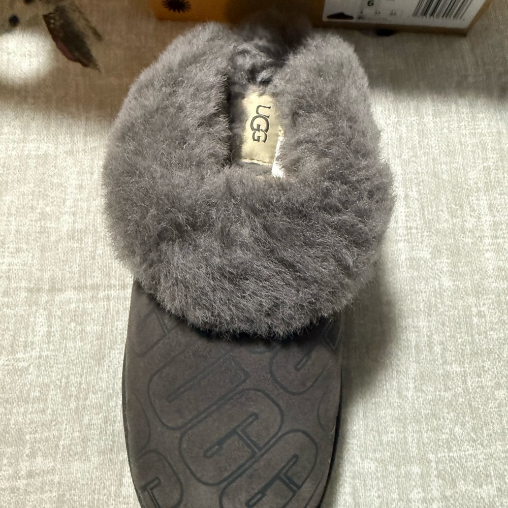 UGG Cluggette Gray Fluffy Slippers